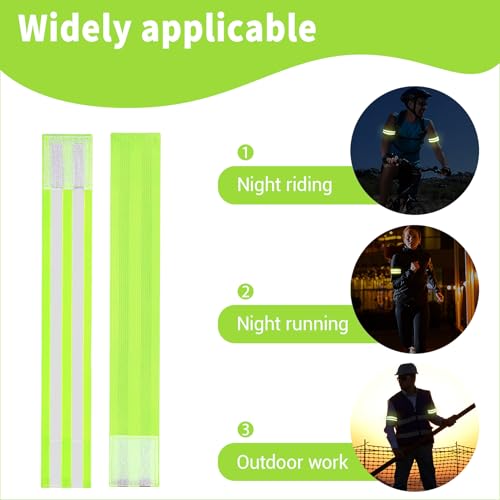 VVS 4 Pack of High Visibility Reflective Bands Wristbands for Cycling Running Arm Wrist Ankle Bands Leg Straps and as Bike Pants Cuff Clip