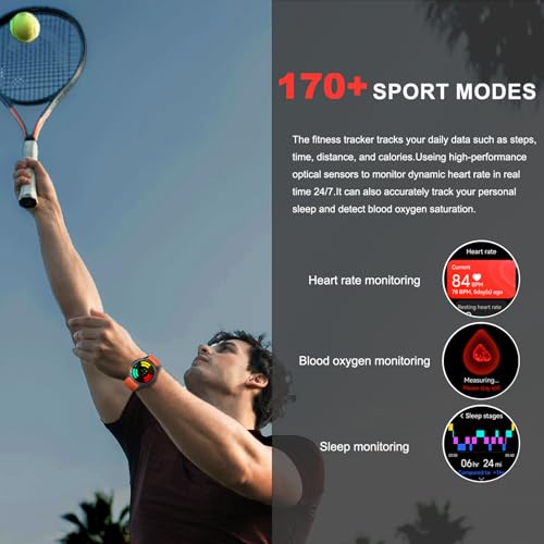 Military Smart Watch for Men, Built-in GPS, 30-day standby, 1.43" AMOLED - color: Black & Orange (2 Bands)