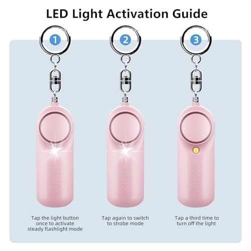 Self Defense Siren with Strobe Light & Extra Loud 130 dB Safety Keychain - color: Pink