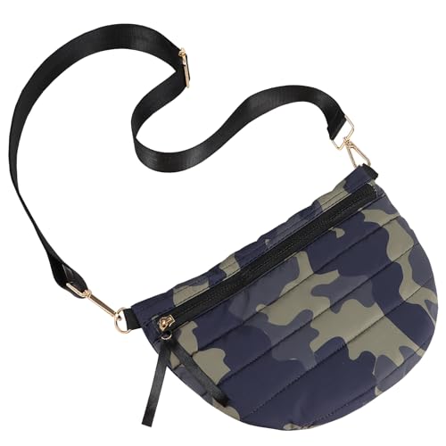 Quilted Puffer Belt Bag - Puffy Sling Fanny Pack Crossbody Chest Belt Bum Waist Purse Shoulder Bag for Women Gift - color: CAMO