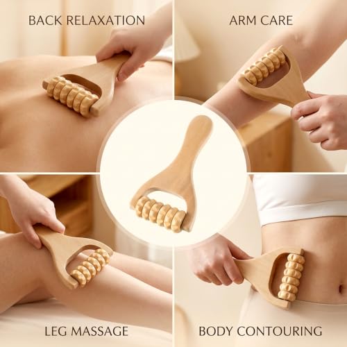 Wooden Massage Roller, Manual Handheld Wooden Rollers for Massage