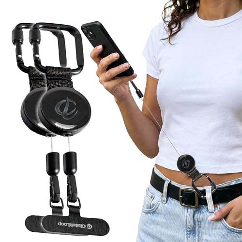 ClutchLoop Retractable Anti-Theft Phone Tether Lanyard Locking Carabiner - color: 2pcs Midnight