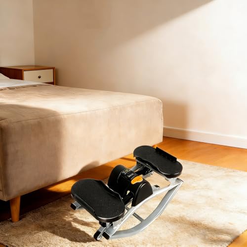 U-Shaped Rock Stepper Machine for Home Workout,Side-to-Side Lateral Rocking Fitness Stepper with Digital Monitor/Resistance Bands,Low-Impact Compact Side Stepper for Full Body Fitness
