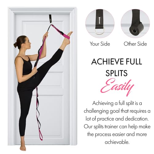 10-Loop Yoga Strap with Door Anchor for Stretching & Flexibility - color: Purple