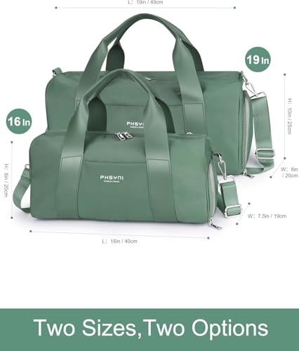 16" Gym Bag for Women,with Shoes Compartment and Waterproof Pocket(Green) - color: Green, size: 16" Small Size