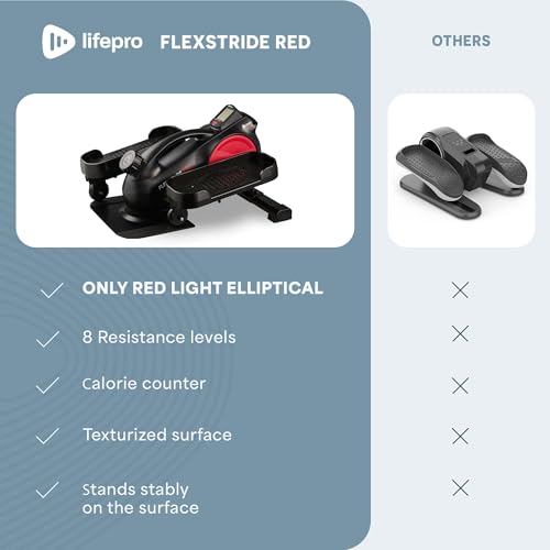 Lifepro Flexstride Under Desk Elliptical with Red Light Therapy Option - color: Red
