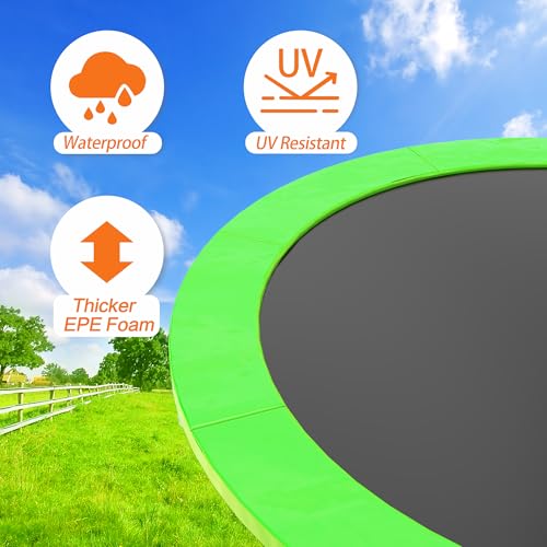 Trampoline Pad 10ft 12ft 14ft 15ft 16ft Trampoline Replacement Safety Pad, Waterproof and Tear-Resistant Safety Spring Cover Round Frame Pad, Trampoline Pad Replacement - color: Green, size: 12FT