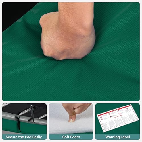 SONGMICS Replacement Trampoline Safety Pad Mat, 10ft 12ft 14ft 15ft Standard Size, Spring Cover, UV-Resistant, Tear-Resistant, Edge Protection - color: Dark Green, size: 14FT, style: Non-Removable