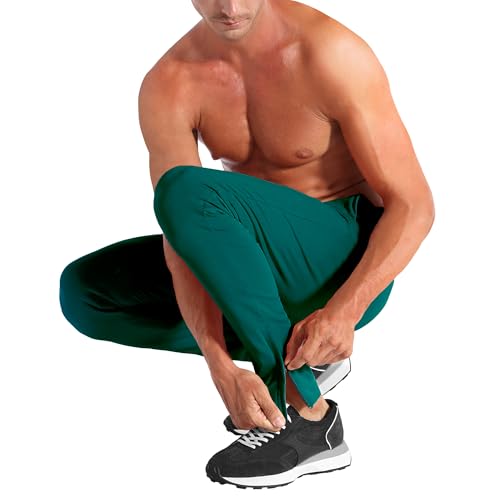 BROKIG Men's Zip Joggers Casual Gym Workout Track Pants - color: 2 Pack Black+dark Green, size: XX-Large
