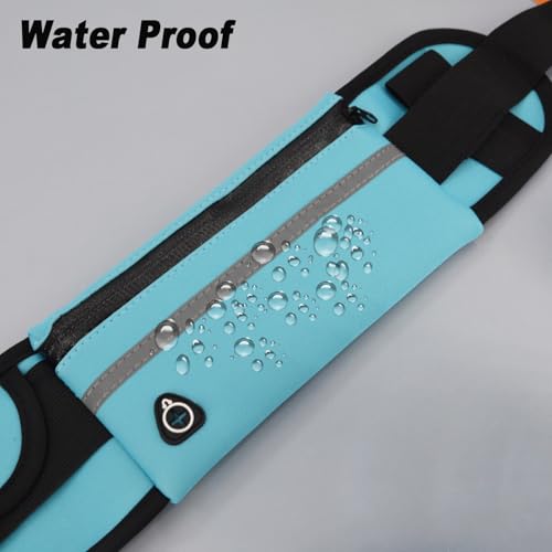 Slim Running Belt Fanny Pack, Exercise Waist Pack Runners Bag Money Belt Phone Holder for Running Hiking Cycling Workout, Blue