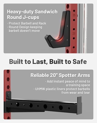 Mikolo M4 2.0 Smith Machine, 2200lbs Squat Rack with LAT-Pull Down System & Cable Crossover Machine, Training Equipment with Leg Hold-Down Attachment - color: Red, size: M4 2.0