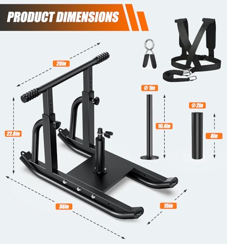 Football Sleds and Chutes, Weight Sled, Workout Fitness Sled for Training- Running Speed, Agility, Soccer, Strength, Adjustable Height Handle, Fits 1" & 2" Weight Plates - color: Black