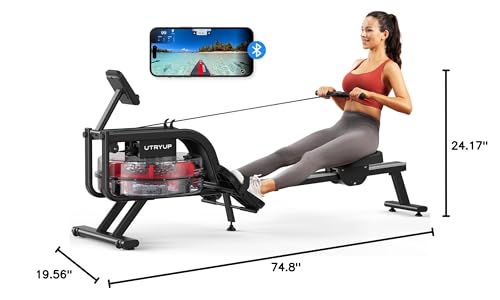 Magnetic Rowing Machines for Home (R05), Water Rowing (R10), 16 Levels of Quiet Resistance Foldable Compact Rowing Machine 350 LB Weight Capacity with Bluetooth, App Supported, Tablet Holder