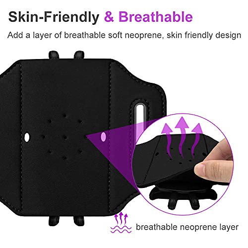 Rotatable Running Cell Phone Armband with Airpods Holder, Black