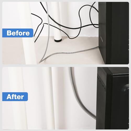 JOTO 10 Feet Cable Management Sleeve -Grey - color: Grey, size: 1 Pack, 120 Inches