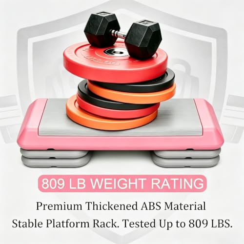 Aerobic Step Platform Height Adjustable Workout Step - color: Double-layer Base-Fuchsia