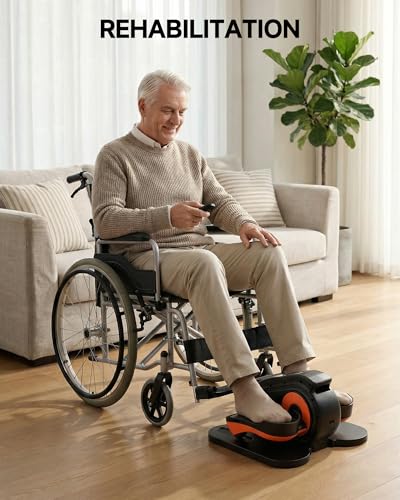 GORISE Under Desk Elliptical Exercise Machine, Seated Pedal Exerciser Leg Exerciser as Seen on TV with Remote Control & 10 Adjustable Speed for Seniors & Women Home Ussage - style: 001 with Foot Massage
