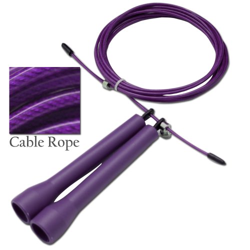 DA VINCI Ultra Speed 10 Ft Adjustable Cable Jump Rope, Super Fast for Double Unders - color: Purple