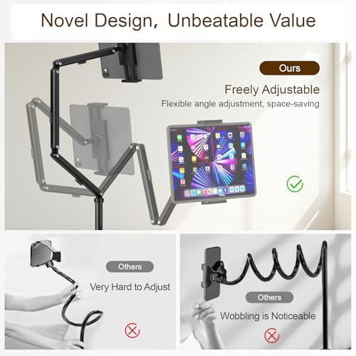 Tablet Floor Stand with Removable Tray, Height Adjustable iPad Floor Stand - size: Tri-Fold