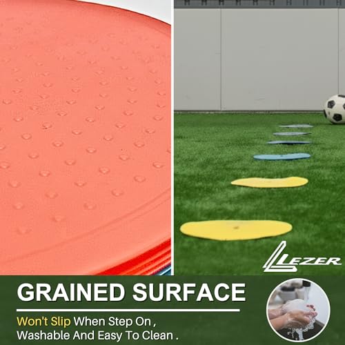 LEZER 9 Inch Flat Cones, Spot Markers, Soccer Cones, Field Court Markers, Sit Spots, Flat Discs, Soccer Training Equipment, Agility Practice, Football, Made in Taiwan - style: 9 inch with 24 pcs