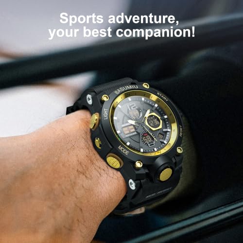Military Digital Watches for Men Waterproof Work Mens Watch Sports - color: A-Gold