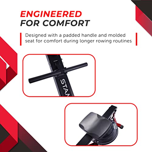 Stamina Inmotion Rower Compact, Efficient Cardiovascular Rowing Machine Smooth Adjustable Tension - color: Black / Red