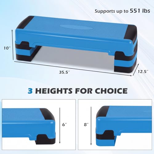 GYMAX Exercise Step Platform, 35.5โ x 12.5" Extra Large Aerobic Stepper - color: Blue