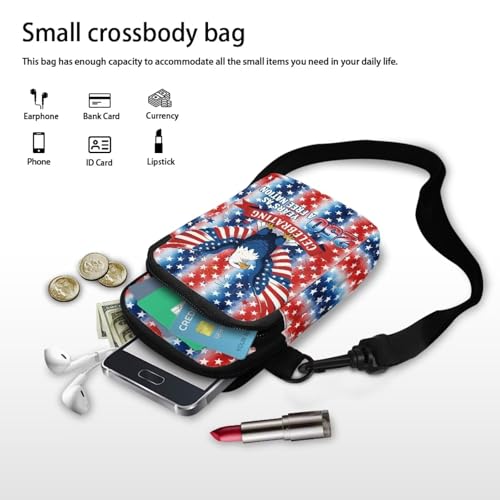 Hawaiian Tribal Small Crossbody Bags for Women Cell Phone Bag Purse, Sea Turtle Zipper Sling Purses Shoulder Bag - color: Bald Eagle
