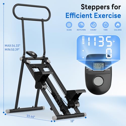 ERGOLIFE Stair Stepper for Home Gym, Stair Climber Workout Machine with Upgraded 6-Level Adjustable Resistance, Foldable Vertical Full Body Cardio Equipment, Non-Slip Pedals, Quiet 350 LBS Capacity - color: Black