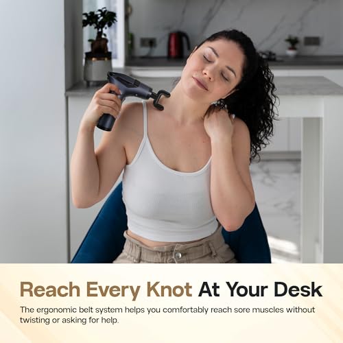 3-in-1 Detachable Deep Tissue Massage Gun with Long Extension Handle for Self-Back Massage and Pain Relief, 4 Massage Heads, 12 Speeds, Muscle Massager for Back, Shoulders, and Neck