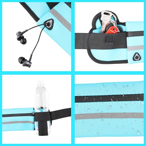 2 Pcs Running Belt With Water Bottle Holder, Slim Hydration Belt, Waist Pouch Bag For Workout(Black,Blue)