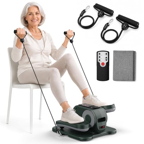 Upgraded Under Desk Elliptical Electric Leg Exerciser for Seniors 12 Speeds - color: Green