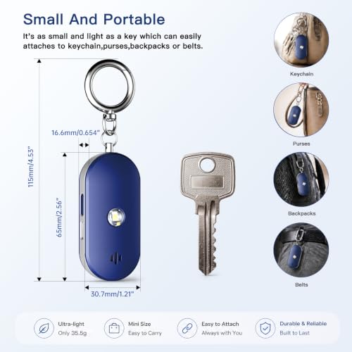 Personal Safety Alarm for Women, 130dB Rechargeable Keychain Alarm with Dual Speakers, LED Strobe Light, Low Power Indicator and USB-C Charging, (Blue) - color: Blue