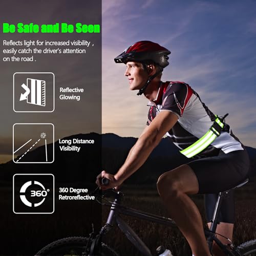 Saintrygo Reflective Sash for Walking at Night Running Gear Safety Reflective High Visibility Jacket Adjustable Sash for Walking Cycling at Night - color: Fluorescent Green,Blue