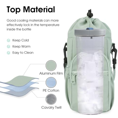 Water Bottle Holder with Strap, Portable Sling Bag with Phone Pocket, Water Bottle Accessories for Hiking Camping, balck - color: Black
