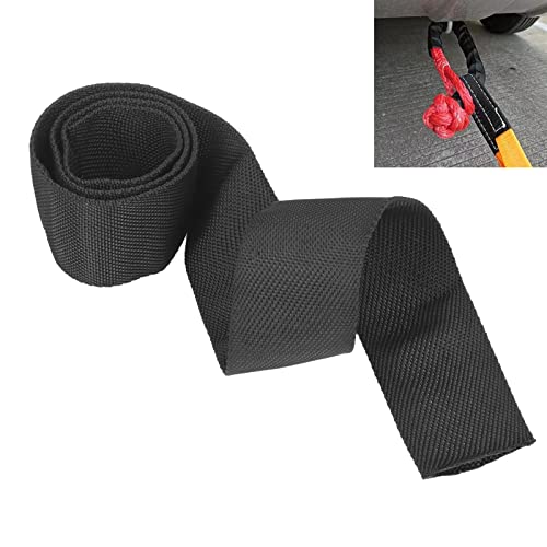 Polyester Winch Cable Protector Sleeve, Black, Universal 5cm/1.97" Winch Cable Guard, Winch Belt Cover, Winch Cable Sleeve - size: 2M