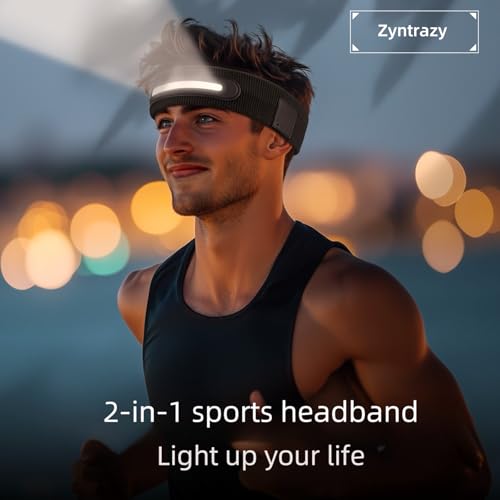 LED Sports Headband, 3 Light Modes, 2-in-1 Design for Running, Tennis, Camping, Cycling,Unisex Gift for Men, Women (Gray) - color: Gray