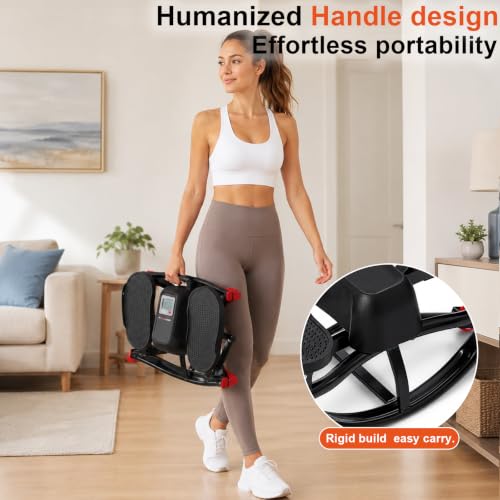 Rocking Stepper for Home Exercise - U-Track Low-Impact Stepper with Resistance Bands, Massage Pedals & Eco-Friendly Mat, Anti-Slip Balance Board for Full Body Workout, 330 LBS Capacity