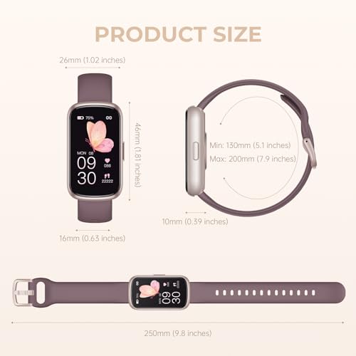 Health Fitness Tracker Smart Watch with 24/7 Heart Rate, Blood Oxygen, Sleep Tracker, Pedometer, 3 Colorful Bands & 3ATM Waterproof Activity Tracker with Step Calorie Counter, Smoke Violet - color: Smoke Violet