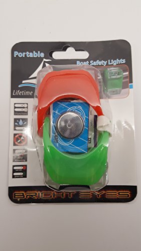 Bright Eyes Portable Marine LED Navigation Safety Bow Lights for Kayak Canoe Dinghy or Yacht | Red and Green | Silicone Rubber Battery Powered and Water-Resistant