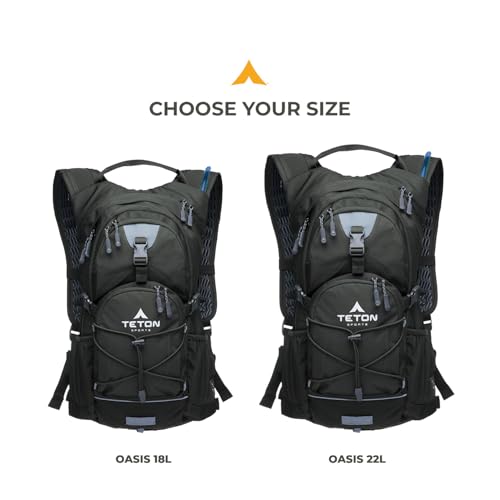 Teton Oasis/Trailrunner Hydration Backpack – Lightweight Water Pack with 2L/3L Bladder for Hiking, Running, Cycling, Biking 18L/22L Sizes – Sewn-in Rain Cover – Fits Men and Women - color: Stark Red, size: 18 Liters
