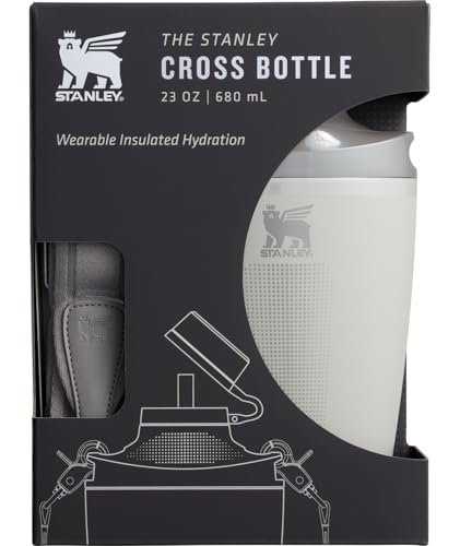 Stanley Cross Bottle 23 oz | Travel Water Bottle with Jacquard Strap | Leakproof Tritan Lid with Removable Straw | Insulated Stainless Steel | BPA-Free | Ash - color: Ash, size: 23 Ounces