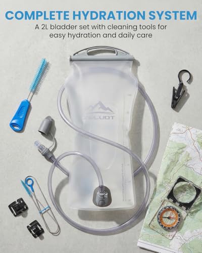 Zelvot 2L-3L Hydration Bladder Kit, 6 in1 Water Bladder with Cleaning Kit - color: Pink, size: 2L + Cleaning Kit