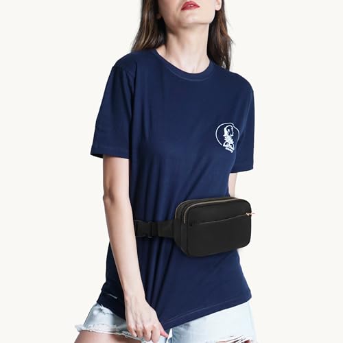 Fashion Fanny Bag-Waist Pack With Adjustable Belt Bag-Unisex Crossbody Pack For Travel Running Hiking-Black - color: 3-Zipper Black