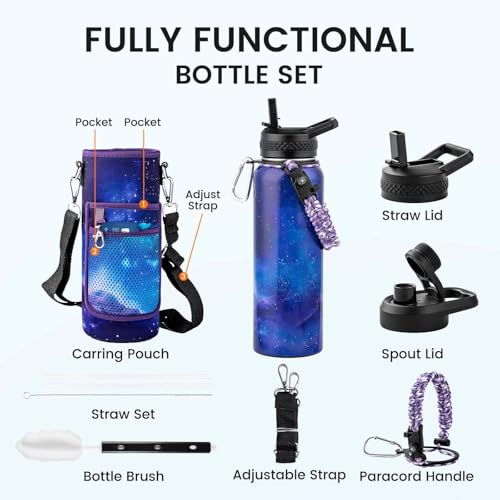 RAYMYLO Insulated Water Bottle 40 oz, Triple Wall Vacuum Stainless Steel - color: Aurora Purple, size: 40 Ounces