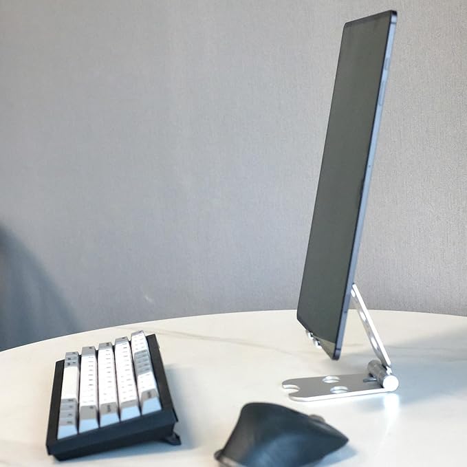 Kado Tablet Stand with Cord Holder Aluminum Alloy Foldable Phone Stand - size: Silver
