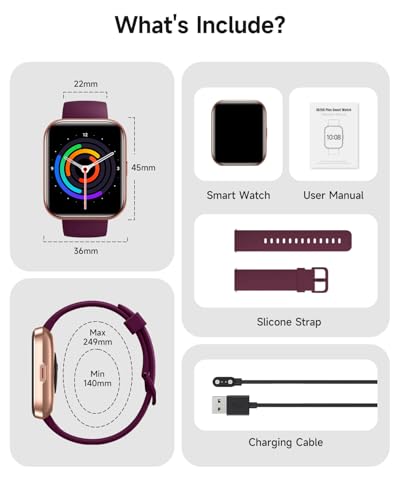Woneligo Smart Watch for Women, Answer/Make Calls, Alexa Built-in, 1.85" Touch Screen Fitness Tracker for Android & iPhone, Heart Rate/Sleep/SpO2 Monitor Smartwatch, Waterproof (Deep Purple) - color: Deep Purple