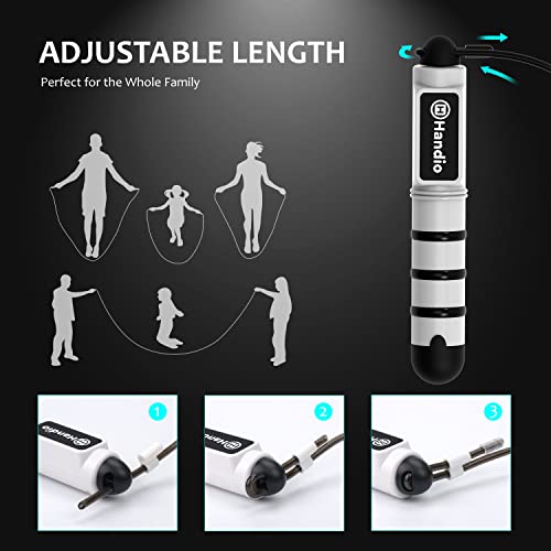 Jump Rope, H Handio Jump Rope with Counter, Workout Jumping Rope with Steel Ball Bearings, Adjustable Length Speed Skipping Rope for Men Women Kids Home Gym, Crossfit, Fitness Exercise - color: White