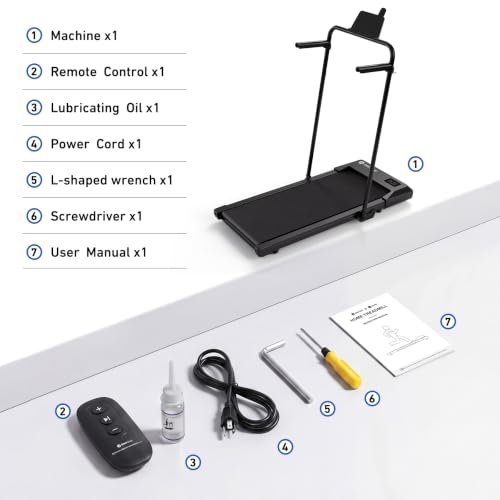 DeerRun Under Desk Walking Pad Treadmill for Home Office & Small Spaces, 6% Manual Incline, 0.6–3.8 MPH Walking Speed, 2.5 HP, 300 lb Capacity, App & Remote Control - color: Onyx Black