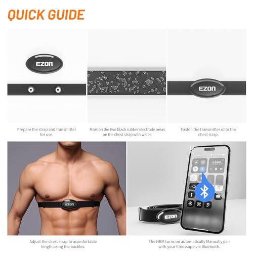 EZON Heart Rate Monitor Chest Strap, Bluetooth 5.1 & ANT+ Sensor, 3ATM Waterproof, Compatible with Garmin, Wahoo, Polar, Strava for Running, Cycling, Workout, Army Green (C009 Pro)